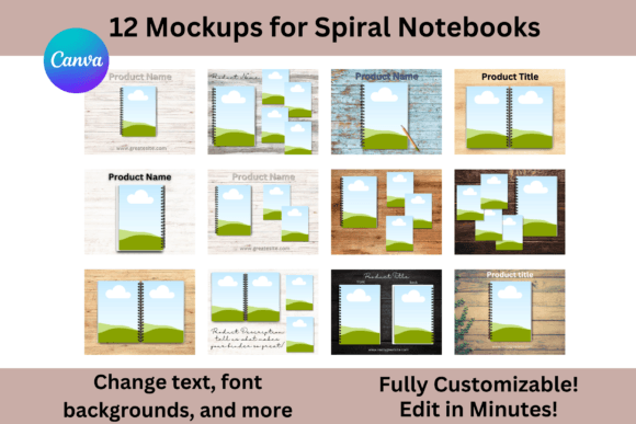 Download Spiral Notebook Mockup Templates Canva - Book Collection