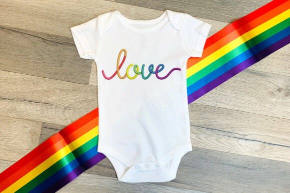 Download Cursive Rainbow Love Embroidery - Love Collection