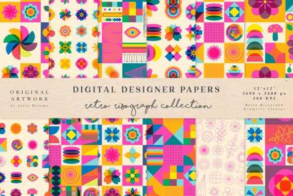 Download Retro Risograph Geometry Flower Pattern - Geometry Collection