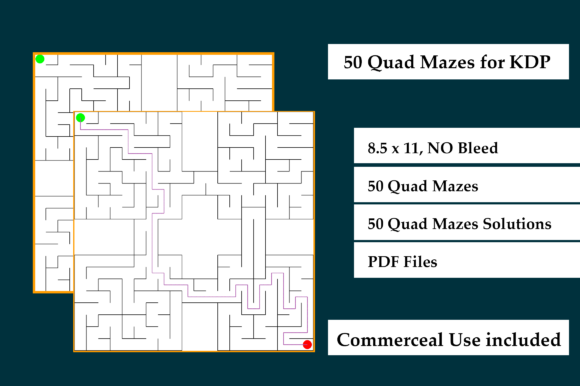 Download 50 Quad Mazes for KDP Activity Book Kids - Book Collection