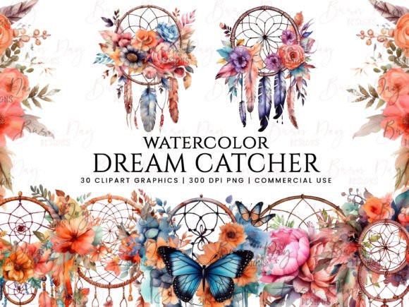 Download Watercolor Dream Catcher Clipart Bundle - Dream catcher clipart Collection