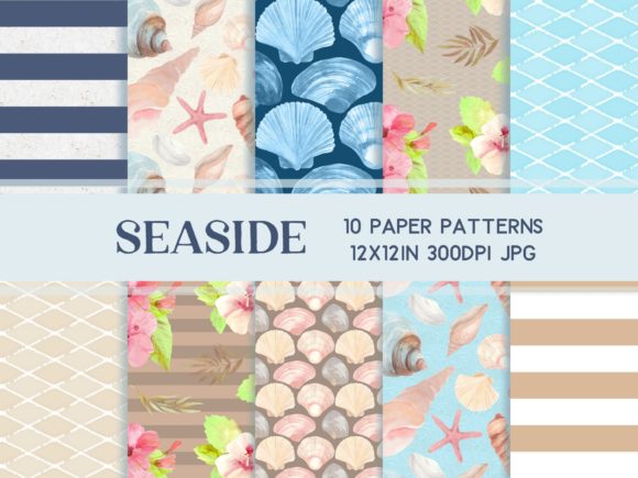 Download Beach Seashells Scrapbook Paper Set - Book Collection