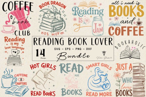 Download Reading Book Lover SVG Bundle - Book Collection