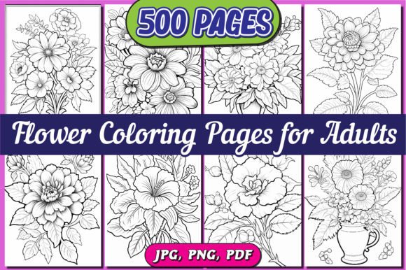Download 500+ Flowers Adult Coloring Book for-KDP - Book Collection