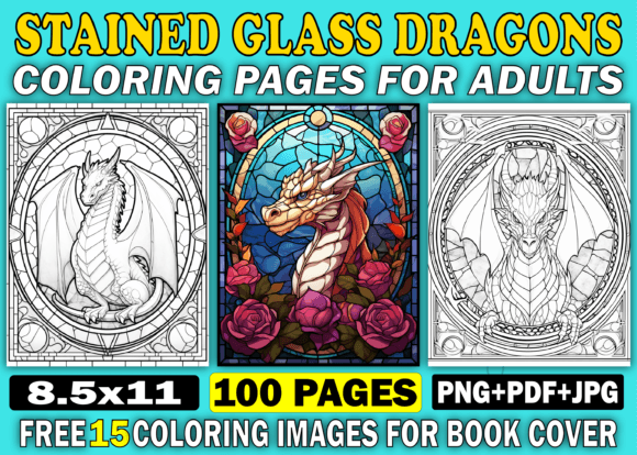 Download Stained Glass Dragon Adult Coloring Book - Book Collection