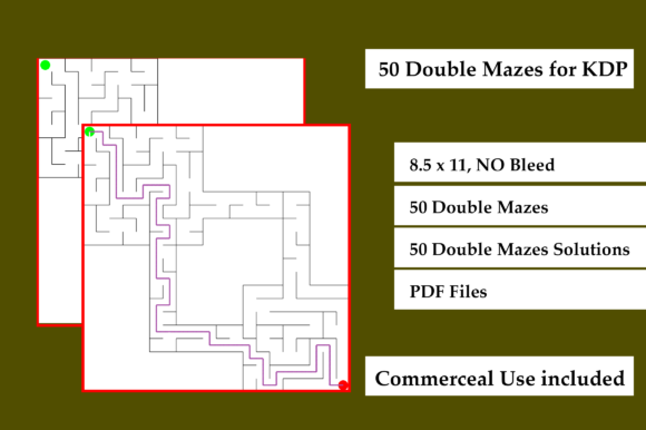 Download 50 Double Mazes for KDP Activity Book - Book Collection