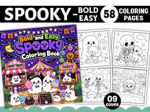 Download Bold and Easy Spooky Coloring Book Pages - Book Collection