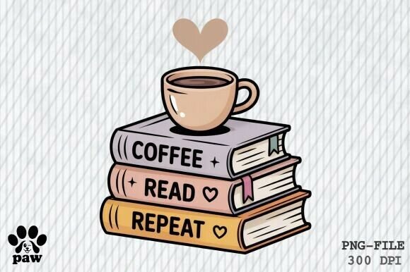 Download Coffee Read Repeat PNG, Cute Book Png - Book Collection